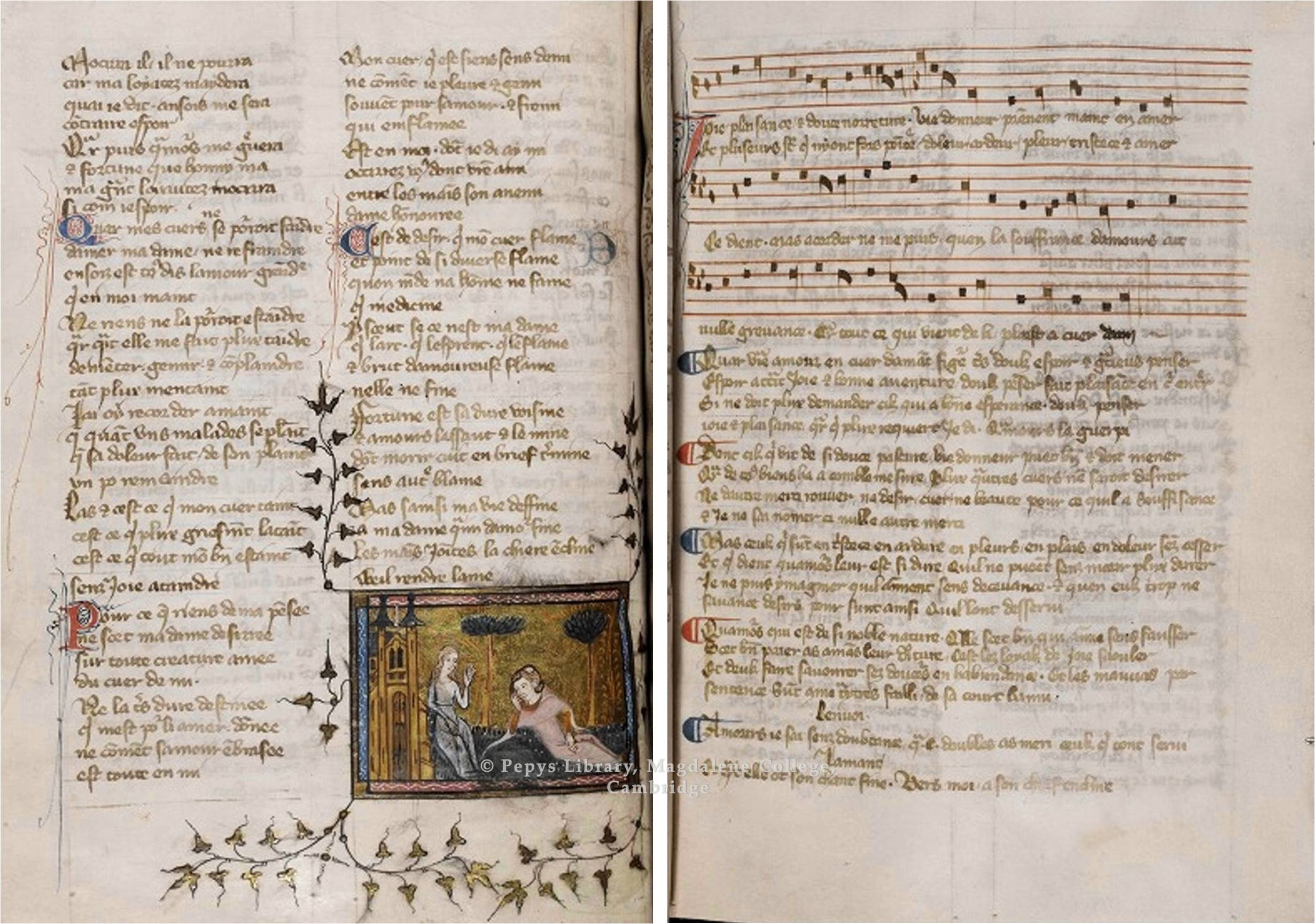 Item 6: Manuscript: Remède de Fortune, by Guillaume de Machaut, 15th century.